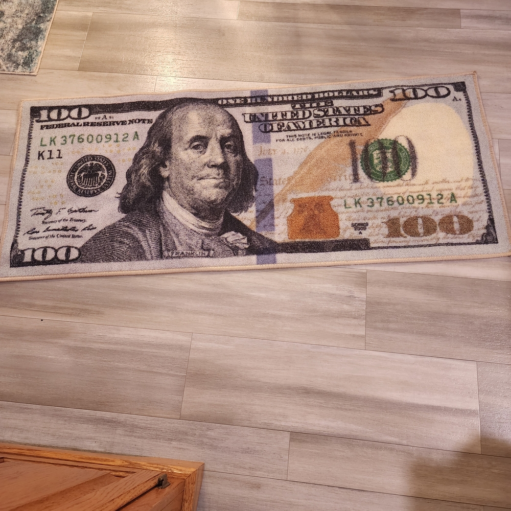 New 100 Dollar Bill Rug  Or Wall Art. (Bape) 5ft X 2ft